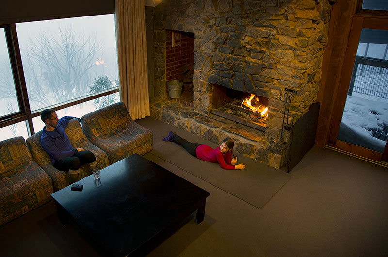 Cosy living area with fireplace